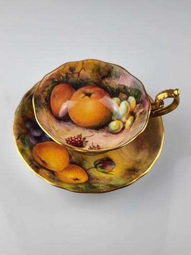 Royal Worcester cup & saucer fruit