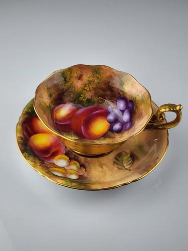 Royal Worcester cup & saucer fruit