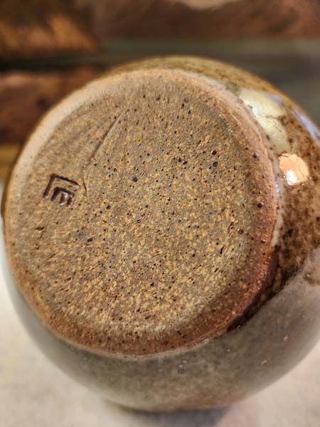 - Signed studio pottery: Lawrence Ewing - bottle