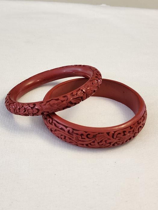 Asian items: Cinnabar bangles