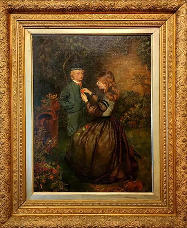 New Zealand Art: E A Gifford - Placing a Flower