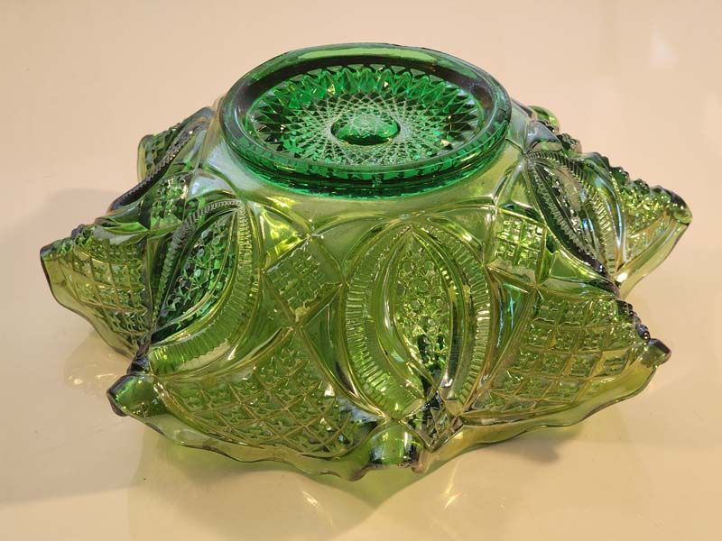 Glass: Carnival Glass Emerald Green Bowl
