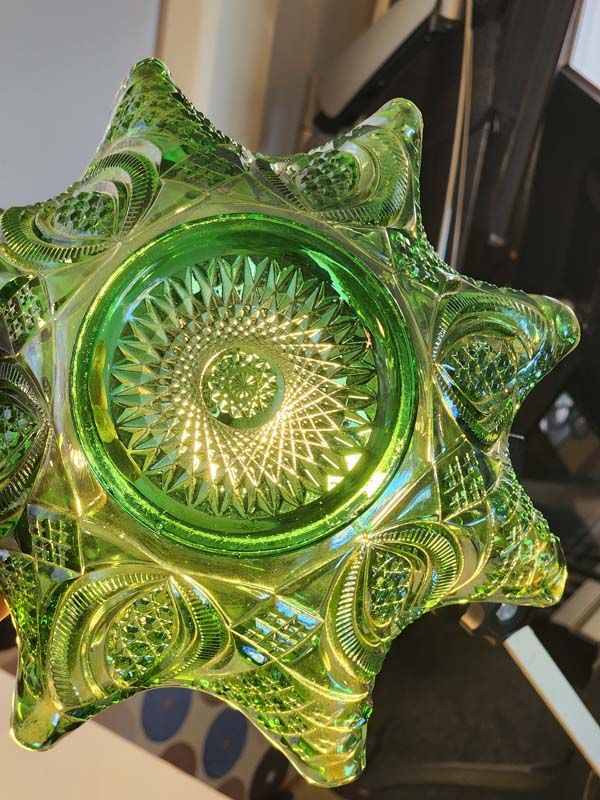 Glass: Carnival Glass Emerald Green Bowl