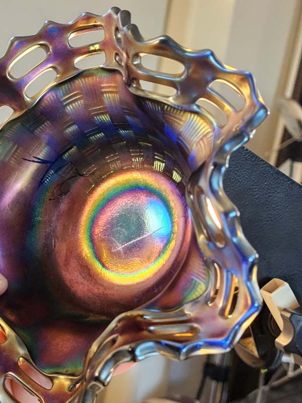 Glass: Carnival Glass Basket