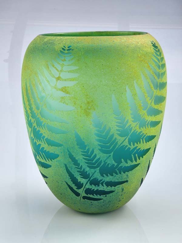 Glass: Garry Nash Fern Glass Vase