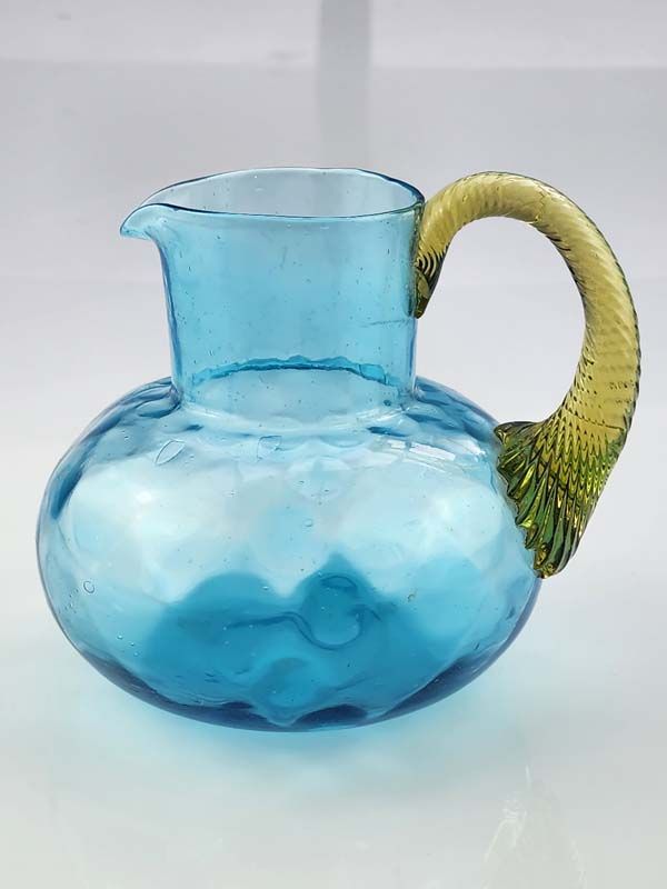 Victorian Dimpled Green Green Glass Jug