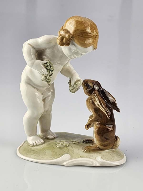 Hutschenreuther - Boy and Bunny Figurine