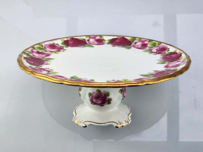 China & Ceramics: Old English Rose Cake Stand