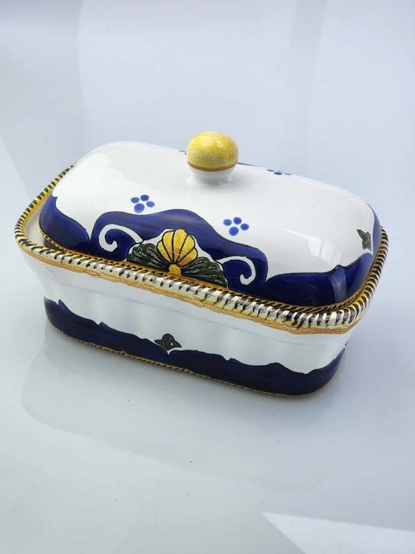 Razeto Chile Blue/Yellow Lidded Dish
