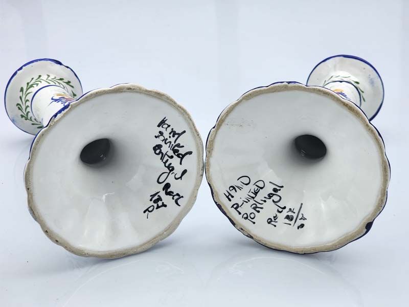 China & Ceramics: Portugal Hand Painted Candle Sticks