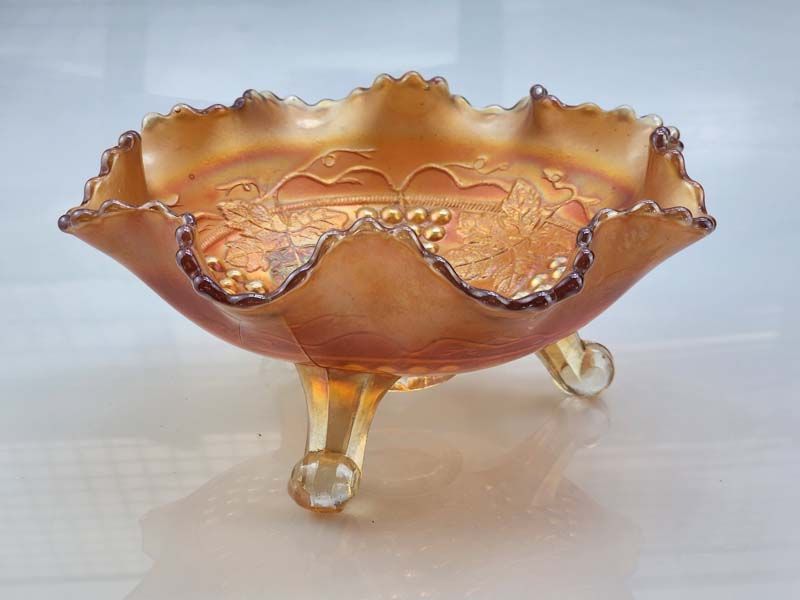 Glass: Carnival Glass Footed Dish