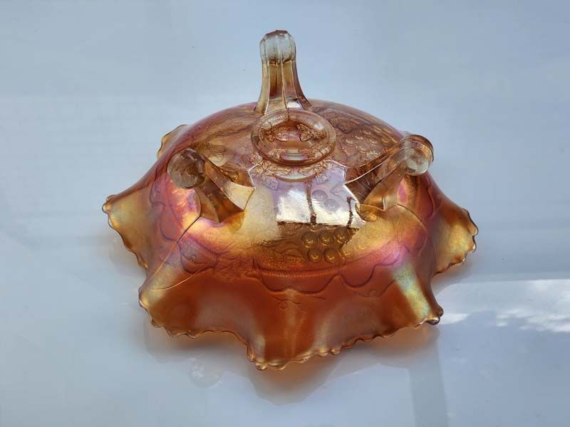 Glass: Carnival Glass Footed Dish