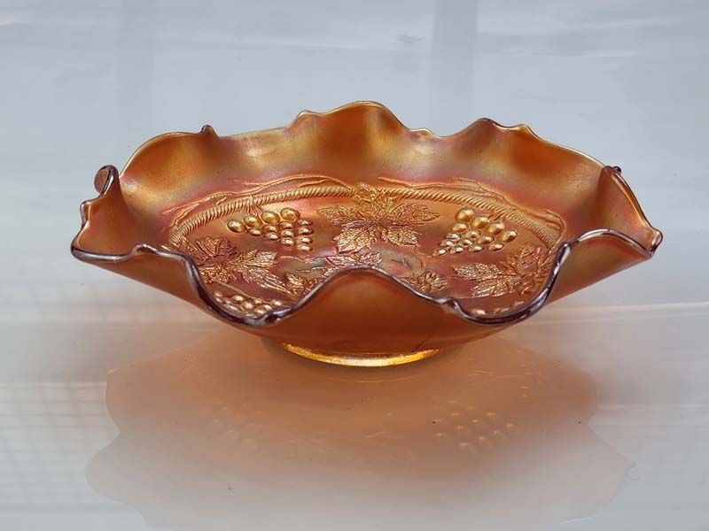Glass: Carnival Glass Footed Dish