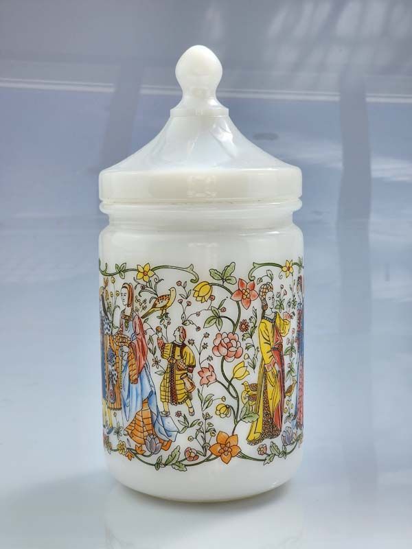 Glass lidded jar c1985