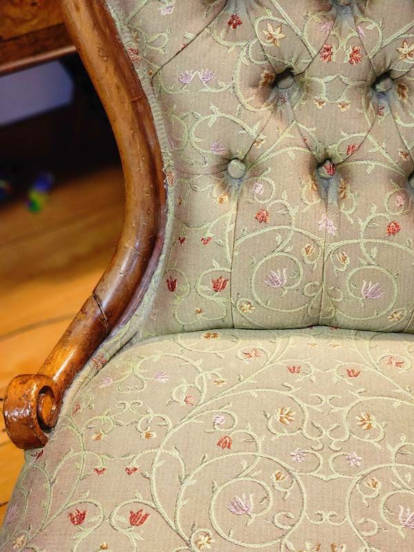 Furniture: Victorian deep buttoned ladies chair