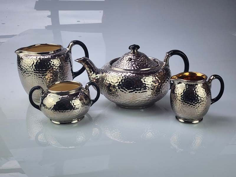 Arthur Wood, Old Pewter Teaset.