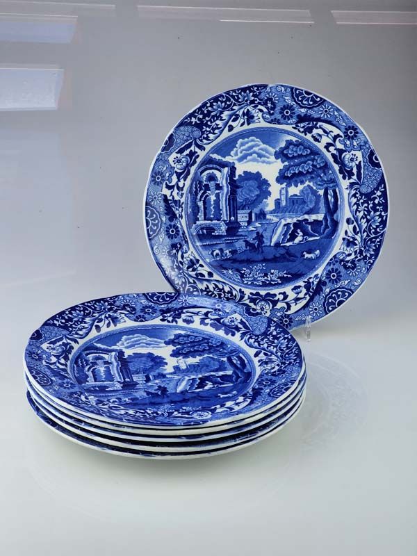 Spodes Italian Blue Plates x6