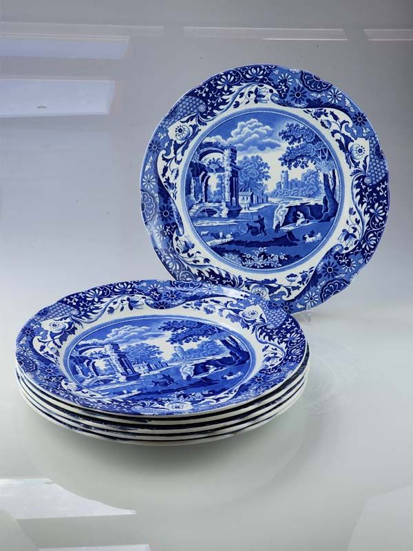 Spodes Italian Blue Plates x6