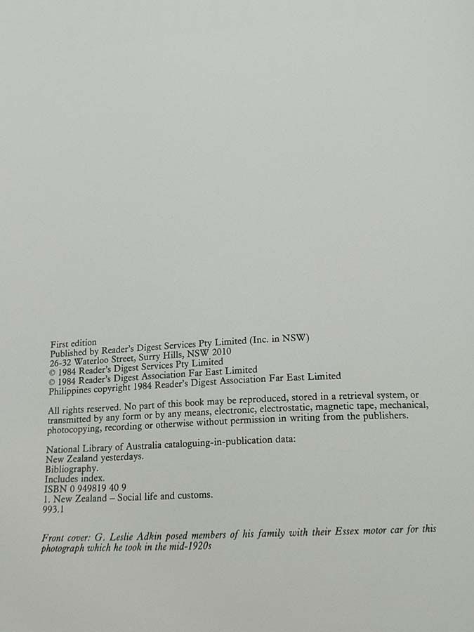 New Zealand books: New Zealand Yesterdays 