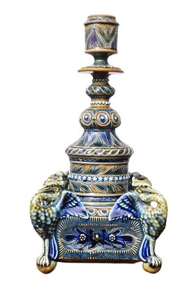 Doulton Lambeth - Bird-Based Candlestick, 1877