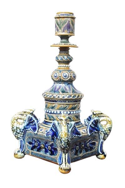 Doulton Lambeth: Stoneware Candlestick, 1877