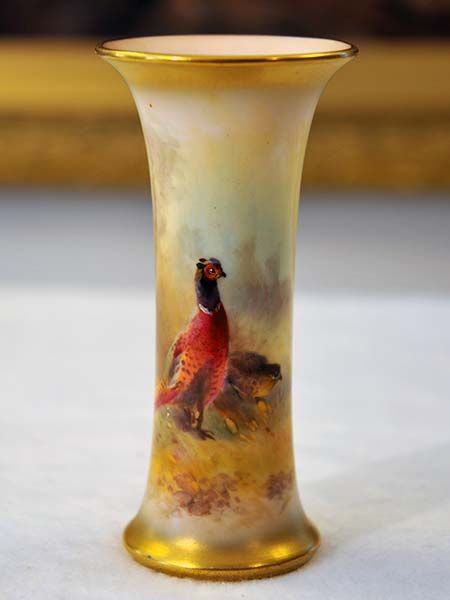 Royal Worcester James Stinton Pheasant Vase 1939