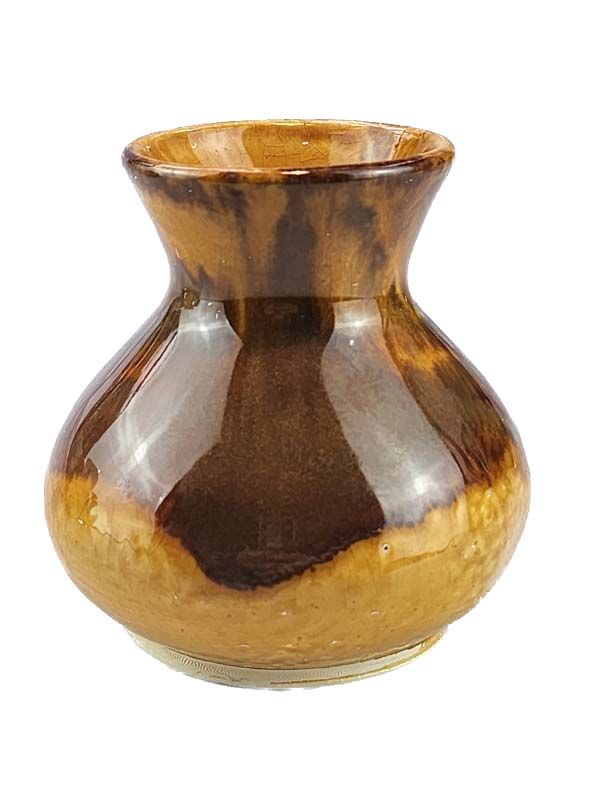 Crown Lynn: Ambrico Green/Brown vase