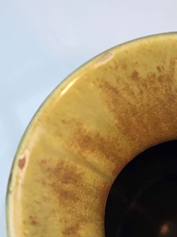 Crown Lynn: Ambrico Green/Brown vase