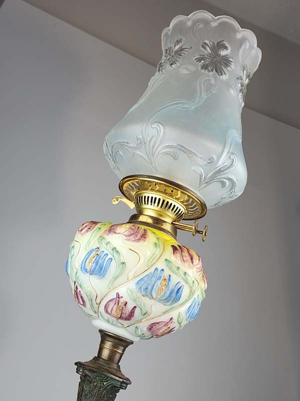 Antique Art Nouveau Kerosene Lamp