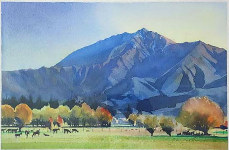 New Zealand Art: Ben Woollcombe Mt Peel & Deer