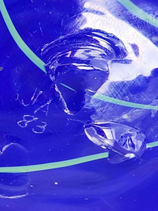 Glass: Blue art glass vase - signed