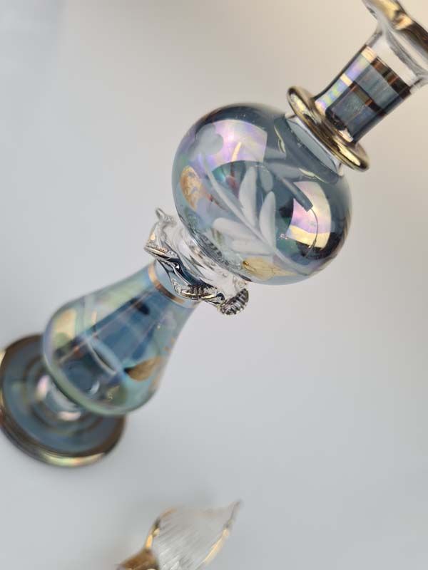 Glass: Iridescent Egyptian glass perfume bottle
