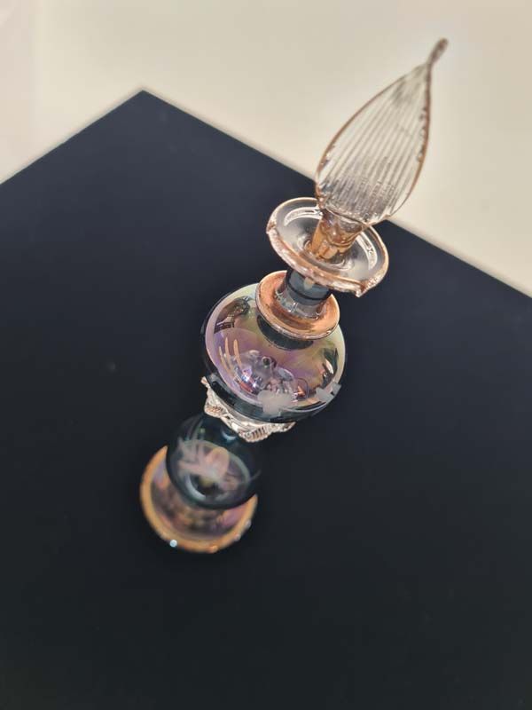 Glass: Iridescent Egyptian glass perfume bottle