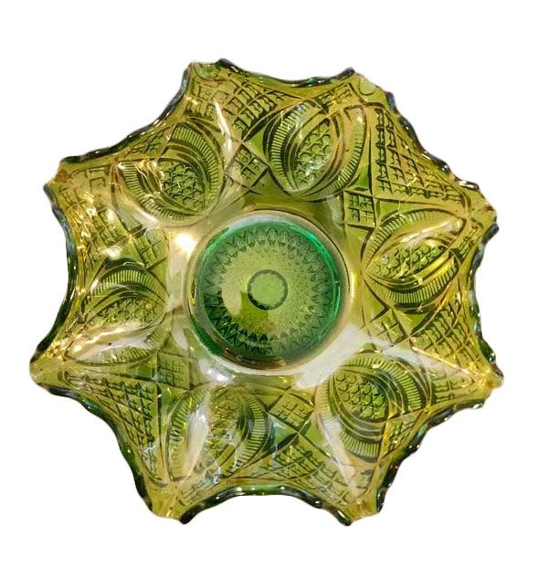 Carnival Glass Large Emerald Green Bowl