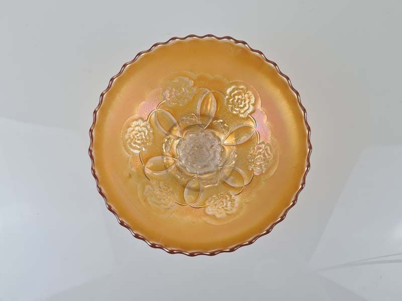 Glass: Carnival Glass Double Stem Rose Bowl