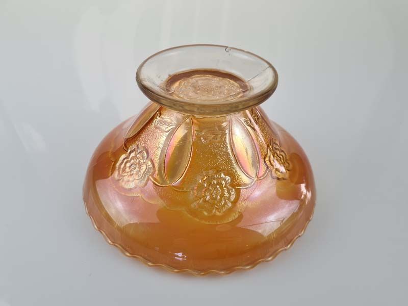 Glass: Carnival Glass Double Stem Rose Bowl