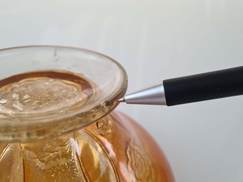 Glass: Carnival Glass Double Stem Rose Bowl