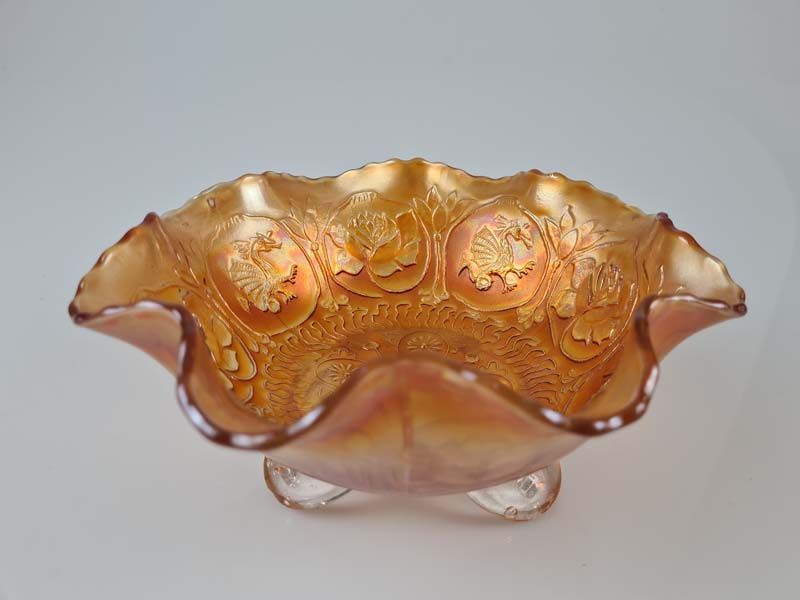 Glass: Carnival Glass Bowl Dragon and Lotus