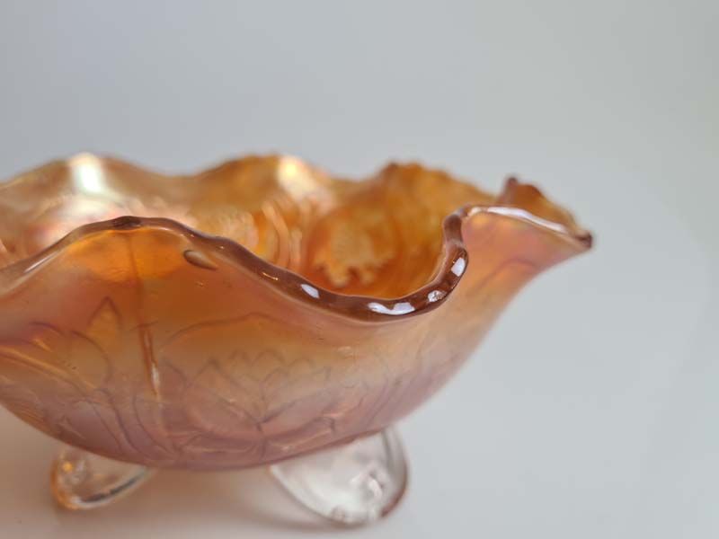 Glass: Carnival Glass Bowl Dragon and Lotus