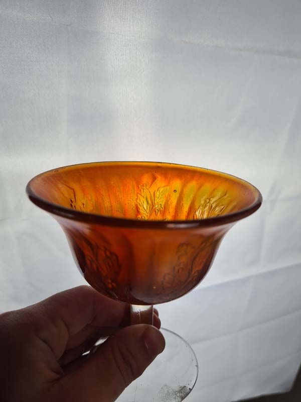 Glass: Carnival Glass Fenton Holly Ice Cream Dish