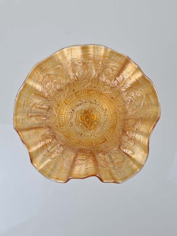 Glass: Carnival Glass Compote Persian Medallion