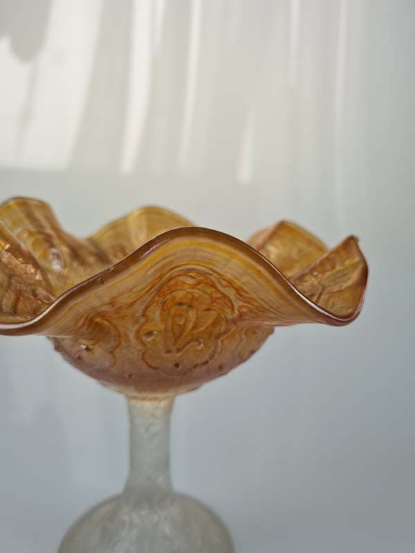 Glass: Carnival Glass Compote Persian Medallion