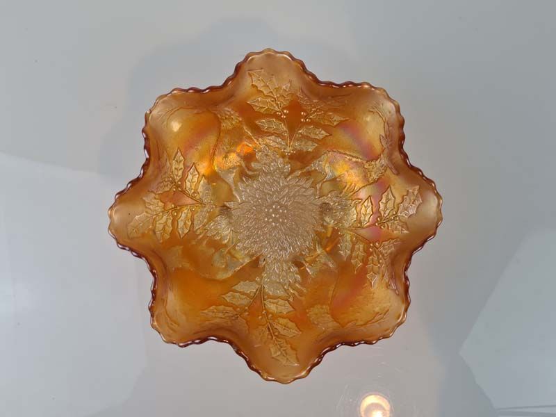 Carnival Glass: Carnival Glass Bowl Stag and Holly