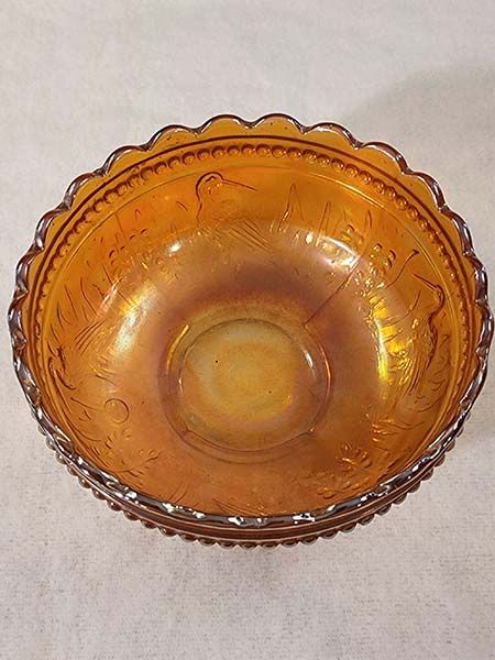 Glass: Carnival Glass Stork & Rushes