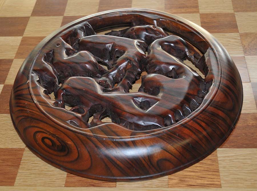 Asian items: Chinese carved dragon plaque