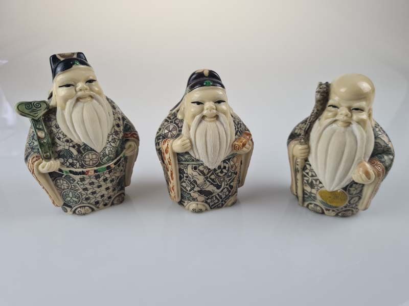 Asian items: Chinese Fu Lu Shou Figurines
