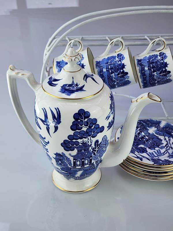 China & Ceramics: Coalport Blue Willow Coffee Set
