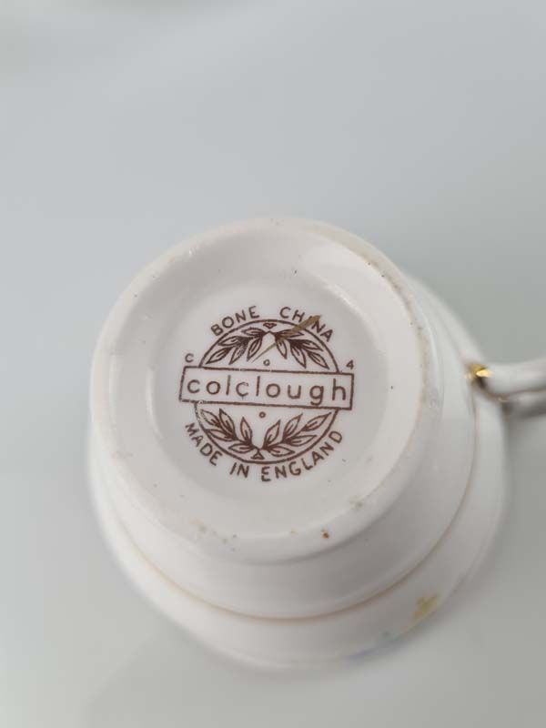 China & Ceramics: Colclough China Trio - Blue and Pink Flowers