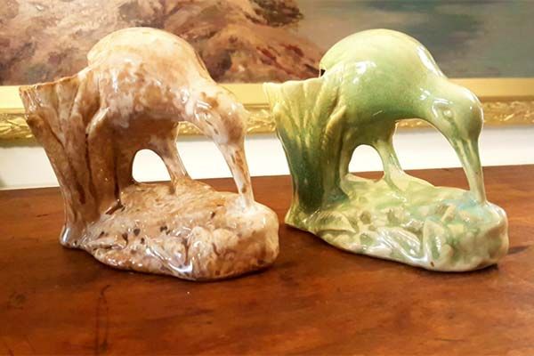 Crown Lynn - Two Kiwi, Green and Brown