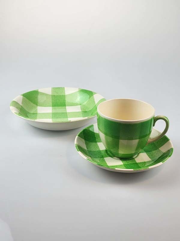 NZ Pottery: Crown Lynn Green Tartan Gingham